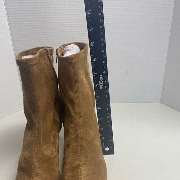 JUST FAB Khloy Stretch Stiletto Booties Tan Slip On Size 9.5 New With Box - Picture 8 of 12